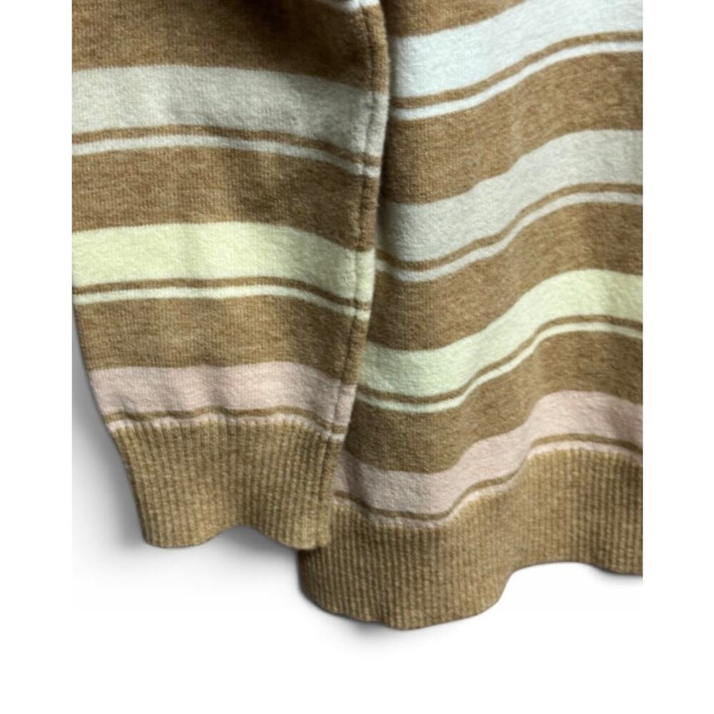 J Jill Striped Sweater Womens Medium Tan Beige Pink Yellow Relaxed Pullover - Picture 4 of 6